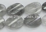 CCQ165 15.5 inches 12*20mm twisted & faceted oval cloudy quartz beads