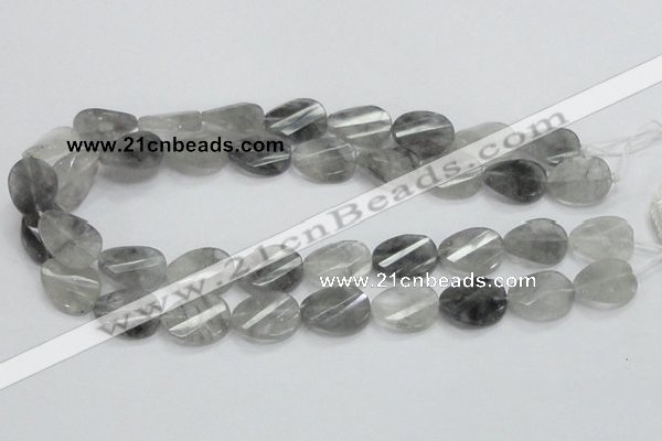 CCQ165 15.5 inches 12*20mm twisted & faceted oval cloudy quartz beads