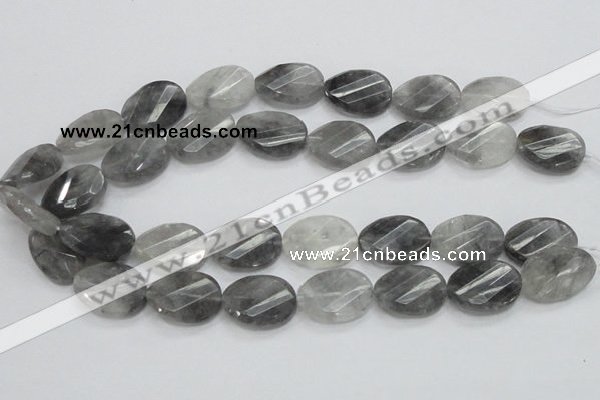 CCQ166 15.5 inches 18*25mm twisted & faceted oval cloudy quartz beads