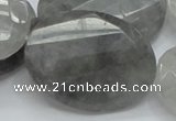 CCQ168 15.5 inches 30*40mm twisted & faceted oval cloudy quartz beads