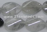 CCQ170 15.5 inches 18*25mm twisted flat teardrop cloudy quartz beads