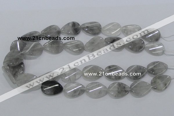 CCQ170 15.5 inches 18*25mm twisted flat teardrop cloudy quartz beads