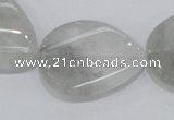 CCQ171 15.5 inches 22*30mm twisted flat teardrop cloudy quartz beads