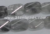 CCQ181 15.5 inches 13*19mm twisted rectangle cloudy quartz beads