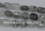 CCQ184 15.5 inches 8*10mm faceted rectangle cloudy quartz beads