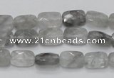 CCQ185 15.5 inches 8*12mm faceted rectangle cloudy quartz beads