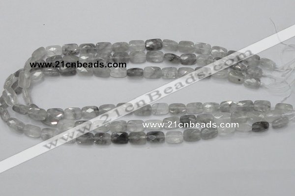 CCQ185 15.5 inches 8*12mm faceted rectangle cloudy quartz beads