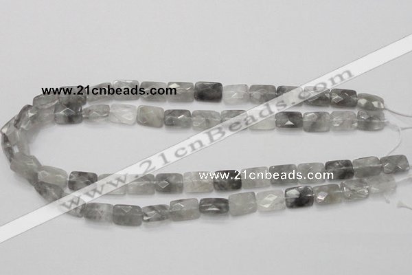 CCQ186 15.5 inches 10*14mm faceted rectangle cloudy quartz beads