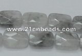 CCQ187 15.5 inches 14*18mm faceted rectangle cloudy quartz beads