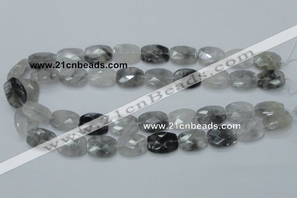 CCQ188 15.5 inches 15*20mm faceted rectangle cloudy quartz beads