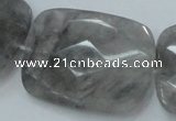 CCQ192 15.5 inches 30*40mm faceted rectangle cloudy quartz beads