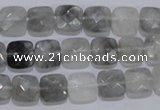 CCQ197 15.5 inches 8*8mm faceted square cloudy quartz beads