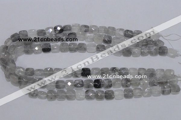 CCQ197 15.5 inches 8*8mm faceted square cloudy quartz beads