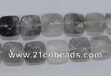 CCQ198 15.5 inches 10*10mm faceted square cloudy quartz beads