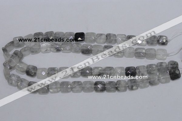 CCQ199 15.5 inches 12*12mm faceted square cloudy quartz beads