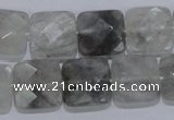 CCQ200 15.5 inches 15*15mm faceted square cloudy quartz beads