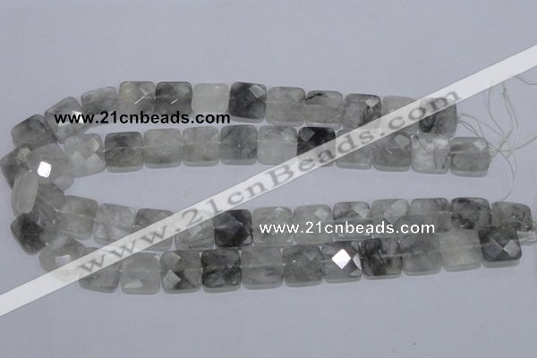 CCQ200 15.5 inches 15*15mm faceted square cloudy quartz beads