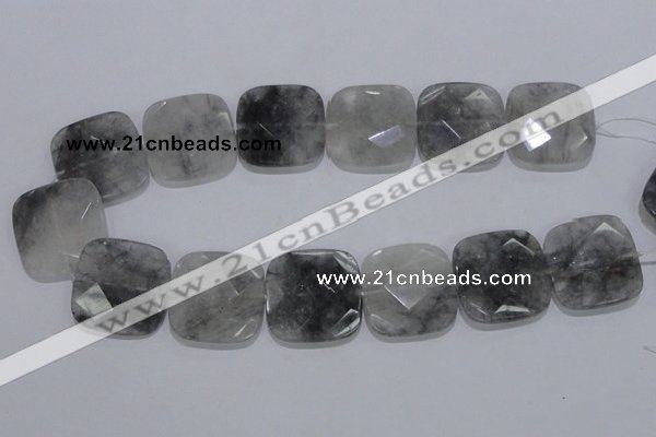 CCQ201 15.5 inches 30*30mm faceted square cloudy quartz beads