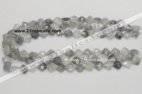 CCQ208 15.5 inches 10*10mm faceted diamond cloudy quartz beads