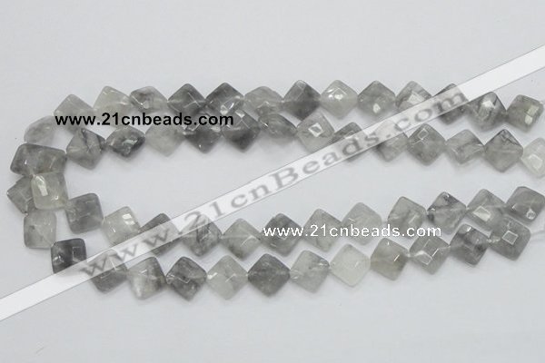 CCQ209 15.5 inches 12*12mm faceted diamond cloudy quartz beads