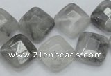 CCQ210 15.5 inches 15*15mm faceted diamond cloudy quartz beads