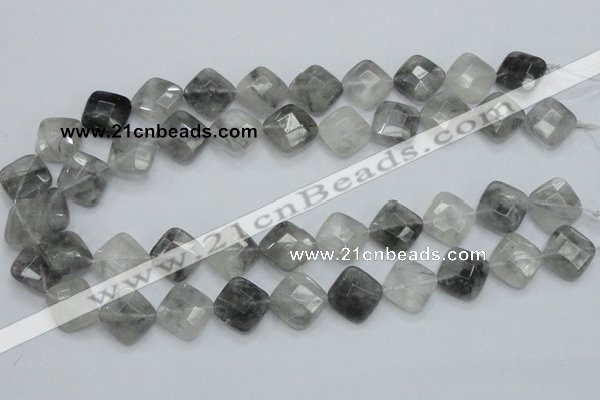 CCQ210 15.5 inches 15*15mm faceted diamond cloudy quartz beads