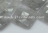 CCQ211 15.5 inches 25*25mm faceted diamond cloudy quartz beads