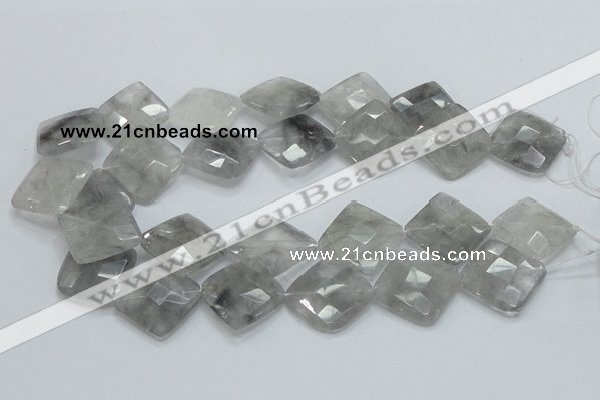 CCQ211 15.5 inches 25*25mm faceted diamond cloudy quartz beads