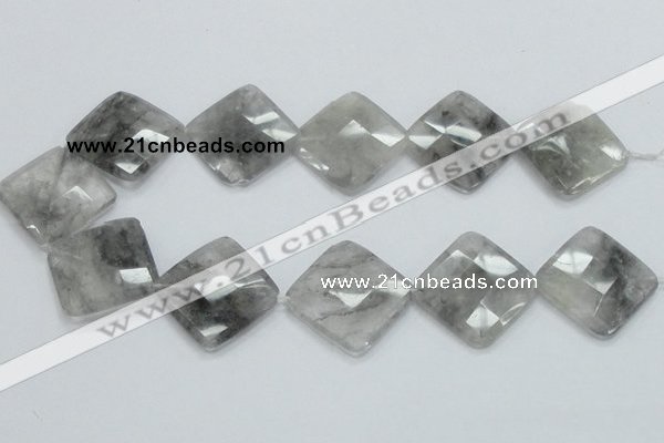 CCQ212 15.5 inches 30*30mm faceted diamond cloudy quartz beads