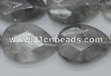 CCQ214 15.5 inches 18*25mm faceted flat teardrop cloudy quartz beads