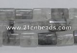 CCQ219 15.5 inches 10*15mm faceted & flat column cloudy quartz beads