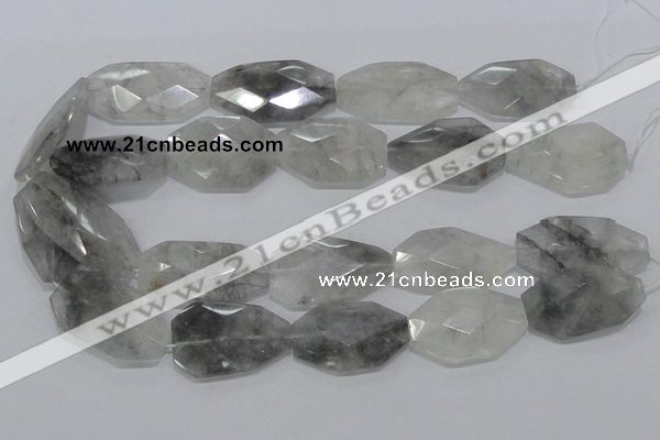 CCQ228 15.5 inches 22*35mm faceted freeform cloudy quartz beads