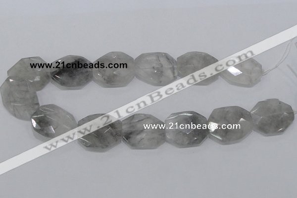 CCQ229 15.5 inches 26*32mm faceted freeform cloudy quartz beads