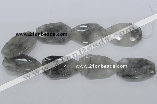 CCQ231 15.5 inches 30*50mm faceted freeform cloudy quartz beads