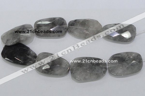 CCQ232 15.5 inches 35*50mm faceted freeform cloudy quartz beads