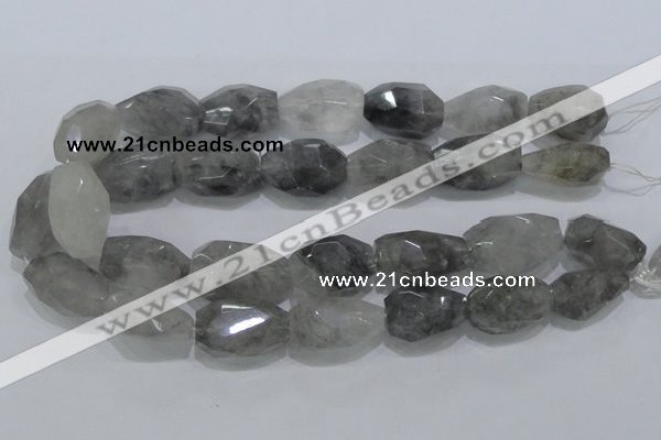 CCQ233 15.5 inches 20*30mm faceted nugget cloudy quartz beads