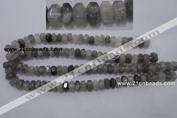 CCQ237 15.5 inches 8*12mm faceted rondelle cloudy quartz beads