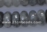 CCQ238 15.5 inches 10*20mm faceted rondelle cloudy quartz beads