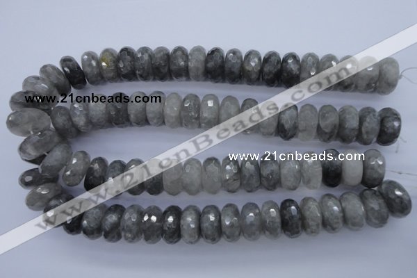 CCQ238 15.5 inches 10*20mm faceted rondelle cloudy quartz beads