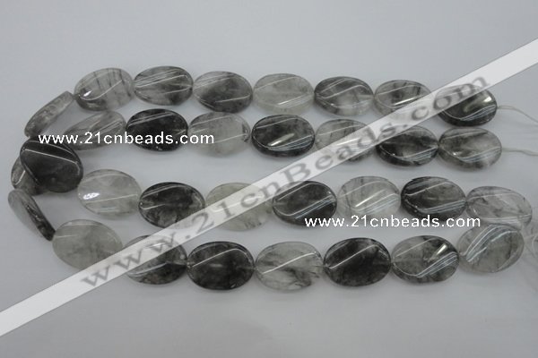 CCQ251 15.5 inches 18*25mm twisted oval cloudy quartz beads wholesale