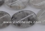 CCQ252 15.5 inches 20*30mm twisted oval cloudy quartz beads wholesale