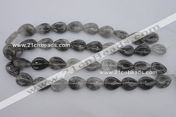 CCQ254 15.5 inches 15*20mm flat teardrop cloudy quartz beads