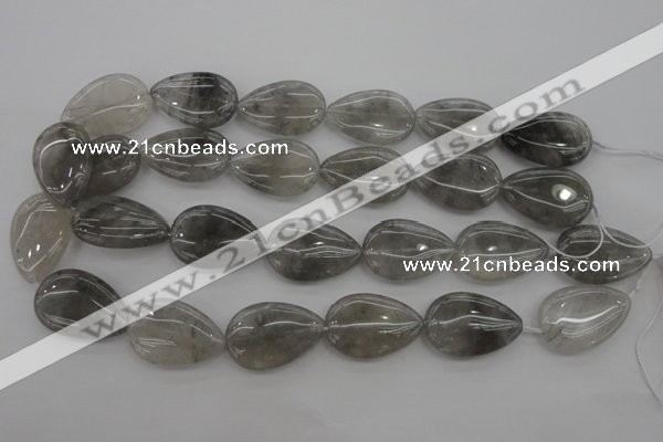 CCQ256 15.5 inches 20*30mm flat teardrop cloudy quartz beads