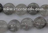 CCQ258 15.5 inches 14mm flat round cloudy quartz beads