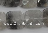 CCQ262 15.5 inches 20*20mm faceted square cloudy quartz beads