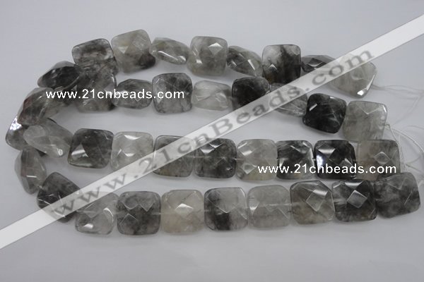 CCQ262 15.5 inches 20*20mm faceted square cloudy quartz beads