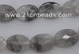 CCQ265 15.5 inches 12*16mm faceted oval cloudy quartz beads