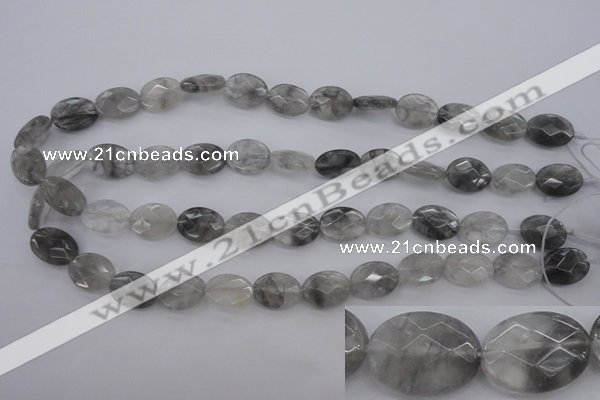 CCQ265 15.5 inches 12*16mm faceted oval cloudy quartz beads