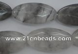 CCQ266 15.5 inches 15*30mm faceted oval cloudy quartz beads