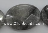 CCQ268 15.5 inches 30*40mm faceted oval cloudy quartz beads